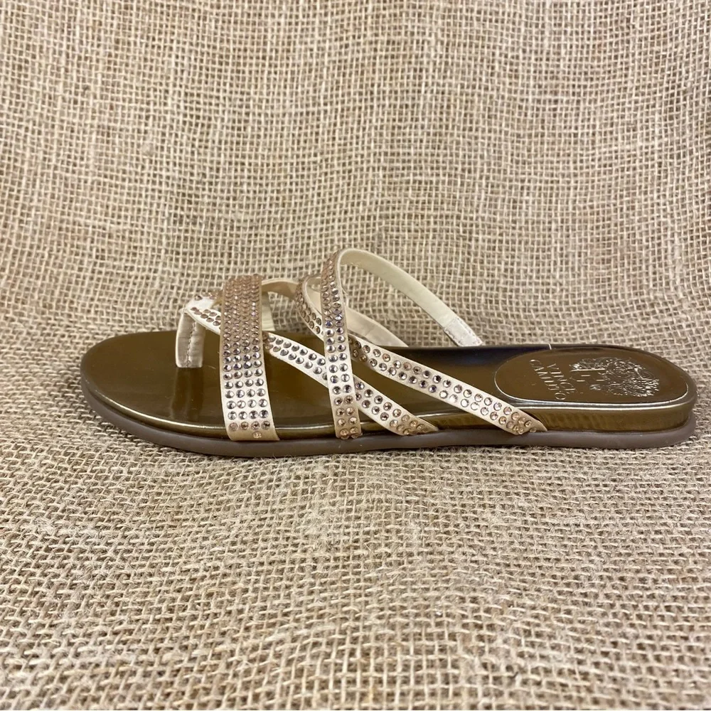 vince camuto sandals thong rose gold studded straps flip flops women sz 7.5 M - Picture 2 of 8